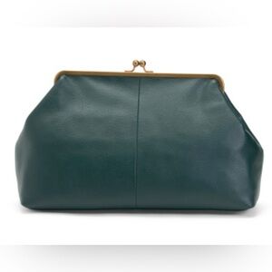 American Leather Green Kiss-lock Oversized Clutch - GORGEOUS  Ready for Spring